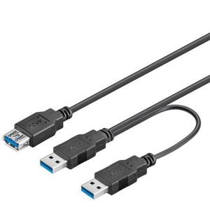 PremiumCord USB 3.0 napájecí Y kabel A/Male + A/Male --  A/Female; ku3y02