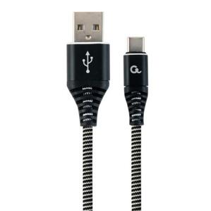 Kabel CABLEXPERT USB 2.0 AM na Type-C kabel (AM/CM), 1m, opletený, černo-bílý, blister, PREMIUM QUALITY,; CC-USB2B-AMCM-1M-BW