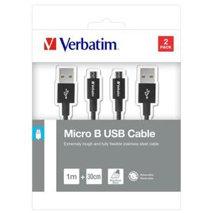 Verbatim Micro USB kabel  100cm + 30cm, SYNC + CHARGE černý; 48875