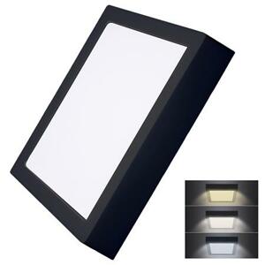 Solight LED mini panel CCT, přisazený, 24W, 1800lm, 3000K, 4000K, 6000K, čtvercový, černá barva; WD175-B