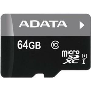 ADATA Micro SDXC Premier 64GB UHS-I + SD adaptér; AUSDX64GUICL10-RA1